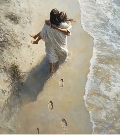 Jesus carrying woman