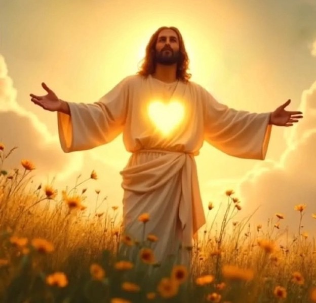 Jesus with Glowing Heart